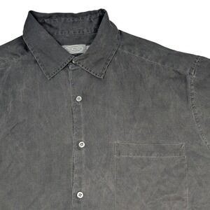 Talbots Mens Short Sleeve Silk Cotton Blend Button Down Shirt Size L